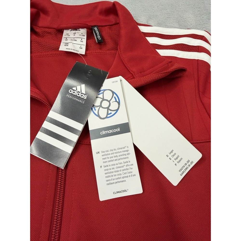NWT Adidas Originals Climacool Track Jacket Youth M 11-12 Red Striped Full Zip - Picture 3 of 7